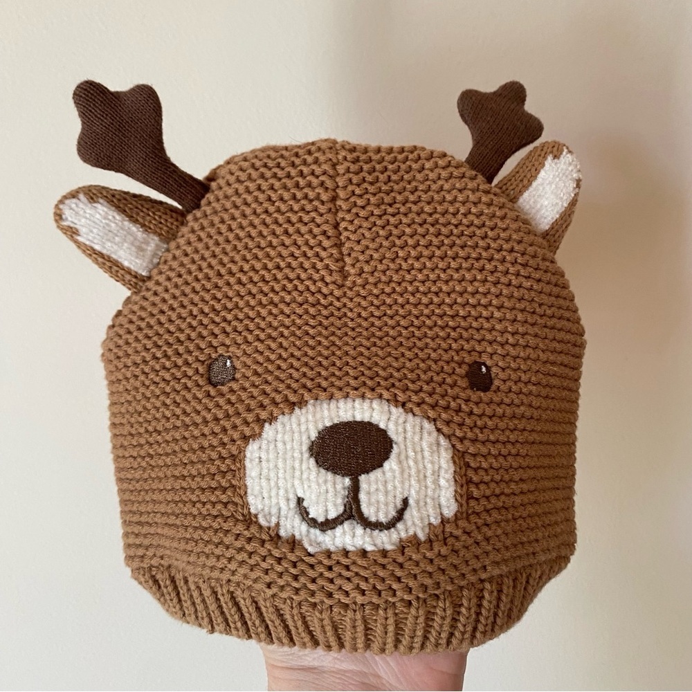 NWOT‎ Carters Baby Brown Knit Deer Beanie 12-24 months